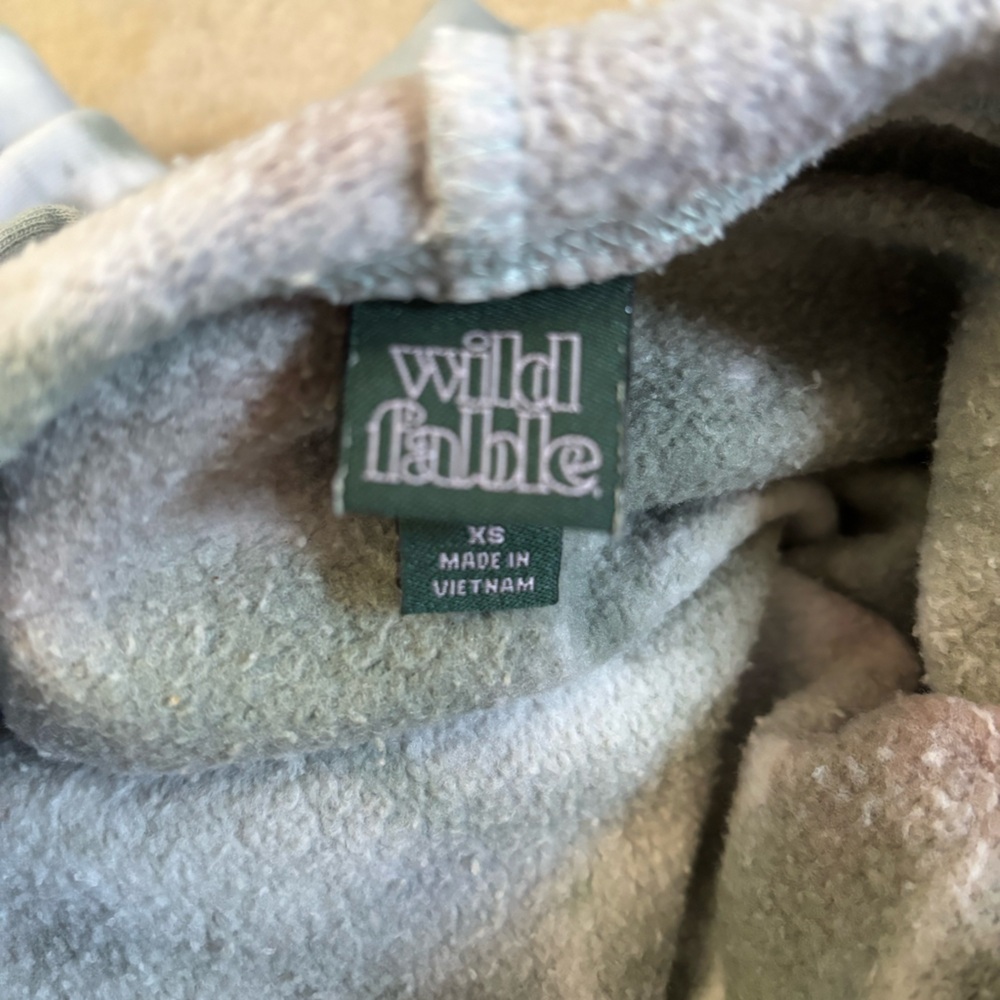 Wild Fable Tie Dye Cropped Hoodie Green Neutral Wash Soft Cozy Sweatshirt XS - Picture 4 of 4